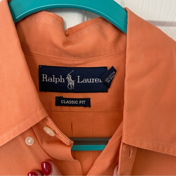 Ralph Lauren Mens Short sleeve button down orange M - Picture 3 of 5